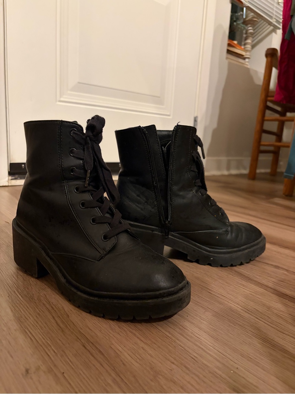 Target Black Lace-Up Chunky Heel Ankle Boots